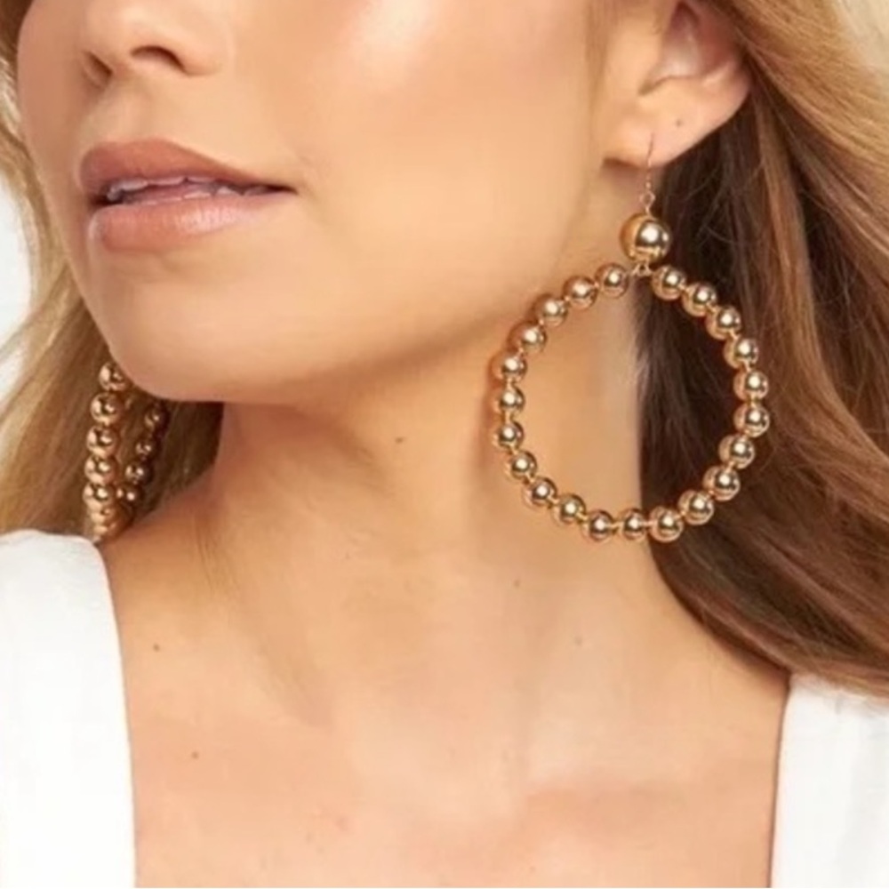 Vanessa Mooney Gold Beaded Hoop Earrings